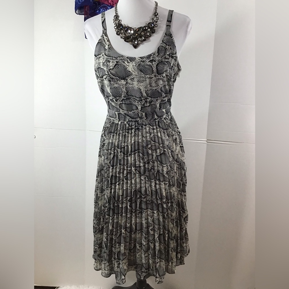 Bohme black gray snakeskin print pleated sundress S